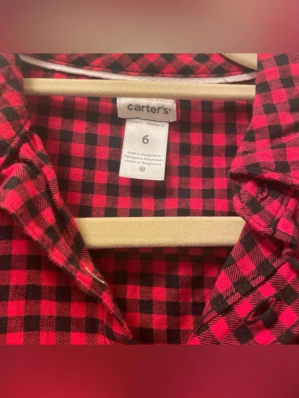 Carter's Boy’s Red and Black Plaid Button-Down Shirt